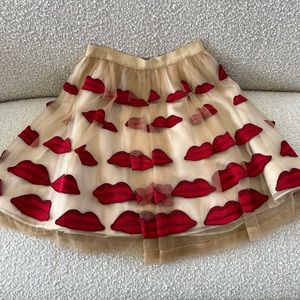 Alice + Olivia Red Lip Tulle Skirt Sz: 0